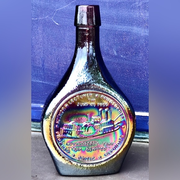 Vintage 1972 WHEATON CARNIVAL GLASS Mark Twain Samuel L Clemens Decanter Bottle - Picture 4 of 6